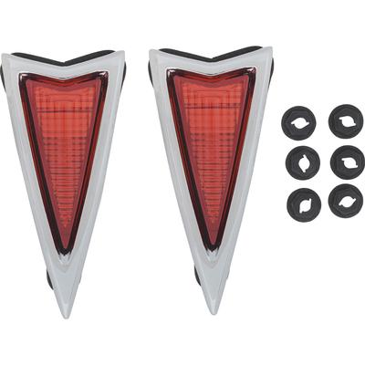1968 Firebird, GTO, LeMans, Catalina, Bonneville, Executive; Rear Side Marker Lamp Lens and Bezel Set; With Bezel Gasket and Hardware; Pair; GM Licensed