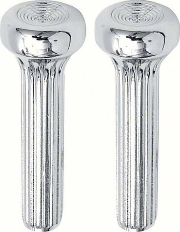 1968-71 GM; Door Lock Knobs; Die-Cast Metal; Ribbed Design; Chrome