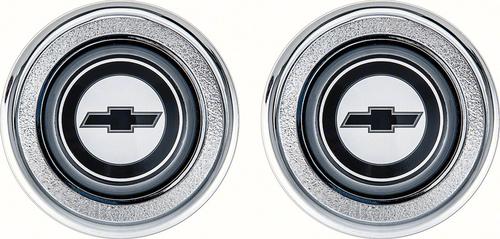 K74304 - 1974-81 Camaro Interior Door Panel Emblems ; with Black Bow Tie Logo
