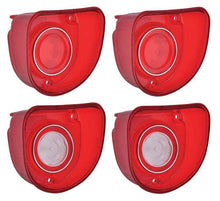1968 Biscayne, Bel Air, Tail Light Lens & Back Up Lens Set; with Single Circular Chrome Accent Trim; 4 Piece Set