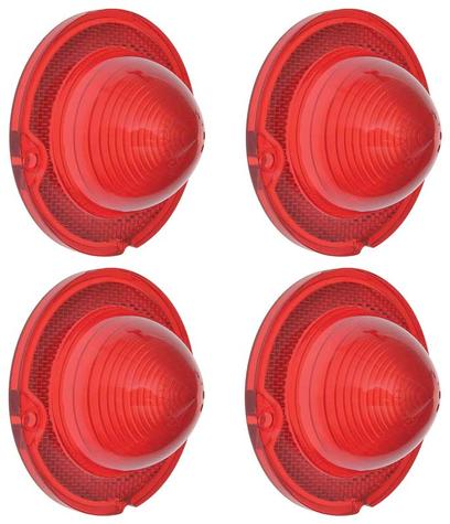 1958 Chevrolet Bel Air, Biscayne, 1961-66 Corvette; Tail Lamp Lens; Set Of 4 Red Lenses