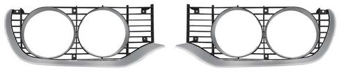 1971-72 Plymouth B-Body; Headlamp Bezel; 2 Door, Hardtop; Silver/Black; Pair