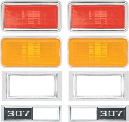 1969 Nova Side Marker/Bezel Kit 307 Amber/Red