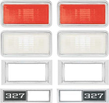 1968 Chevy II / Nova, Full Size Wagon Side Marker Lamp And Bezel Kit With 327 And Clear / Red Lenes