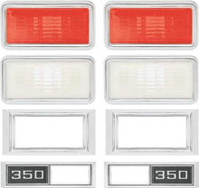 1968 Chevy II / Nova, Full Size Wagon Side Marker Lamp And Bezel Kit With 350 And Clear / Red Lenes