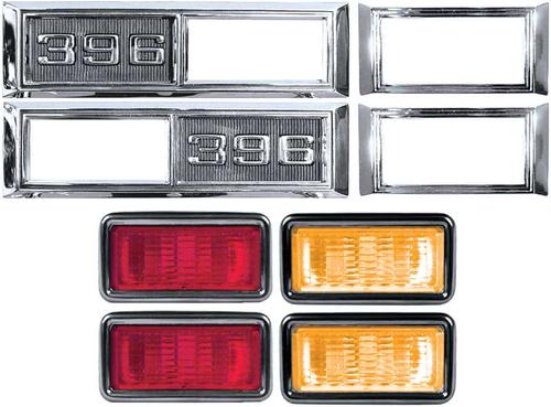 1969 Nova Side Marker/Bezel Kit 396 Amber/Red