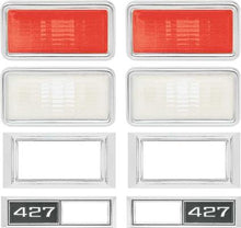 1968 Chevy II / Nova, Full Size Wagon Side Marker Lamp And Bezel Kit With 427 And Clear / Red Lenes