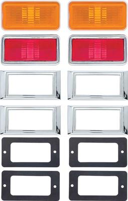 1969 Nova, Impala, Caprice, Bel Air, Biscayne, Station Wagon; Side Marker Light Kit; with Lamps, Bezels, Gaskets, & Hardware