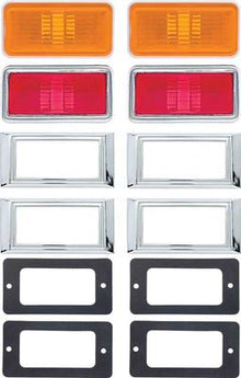 1969 Nova, Impala, Caprice, Bel Air, Biscayne, Station Wagon; Side Marker Light Kit; with Lamps, Bezels, Gaskets, & Hardware