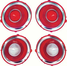1970-71 Camaro RS; Tail Light & Back Up Lens Kit; with Inner & Outer Chrome Trim Ring; 1st Design; 4 Piece Set