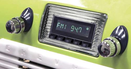 1947-53 GM Truck Hermosa Radio - Black Radio, Buttons, Knobs with Chrome Bezel