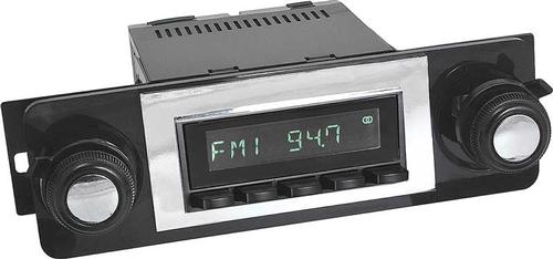 1967-72 GM Truck Hermosa Radio - Black Radio with Buttons, Black / Chrome Bezel and Knobs