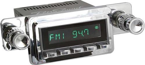 1964-66 Mustang; Long Beach Series Radio; Black Face & Chrome Buttons; Retrosound