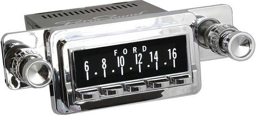 1964-66 Mustang; Long Beach Series Radio; Chrome Face & Chrome Buttons; Retrosound