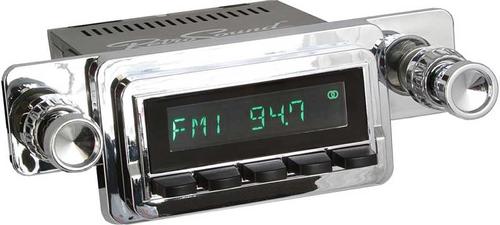 1964-66 Mustang; Long Beach Series Radio; Chrome Face & Black Buttons; Retrosound