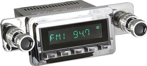 1964-66 RetroSound Long Beach Series Radio - Black Face/Chrome Buttons/Chrome Bezel/Black Dot Knobs