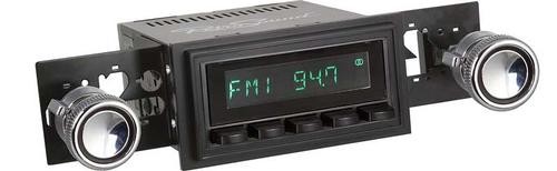 1967-68 RetroSound Long Beach Series Radio - Black Face and Buttons - Black Bezel / Black Line Knobs
