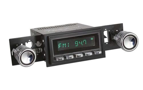 1967-68 RetroSound Long Beach Series Radio - Black Face/Chrome Buttons/Black Bezel/Black Line Knobs