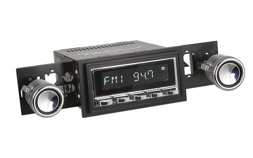 1967-68 RetroSound Long Beach Series Radio - Chrome Face/Chrome Buttons/Black Bezel/Black Line Knobs