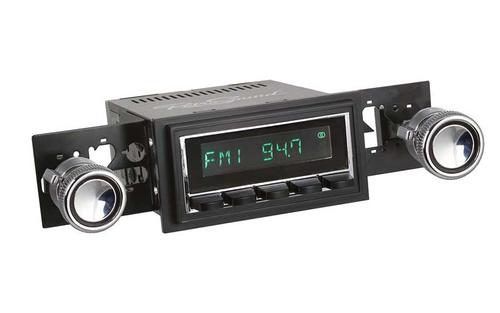 1967-68 RetroSound Long Beach Series Radio - Chrome Face/Black Buttons/Black Bezel/Black Line Knobs
