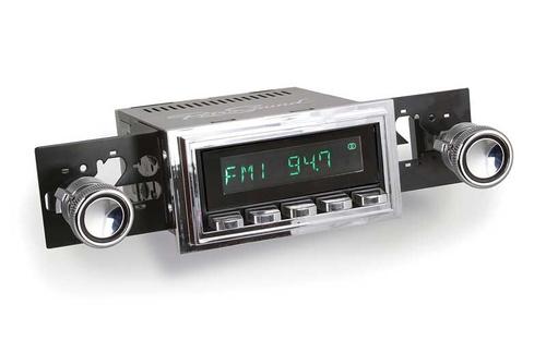 1967-68 RetroSound Long Beach Series Radio - Black Face/Chrome Buttons/Chrome Bezel/Black Line Knobs