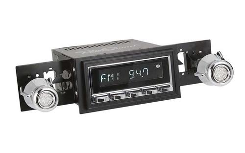 1969-73 RetroSound Long Beach Series Radio - Chrome Face/Chrome Buttons/Black Bezel/Chrome Knobs