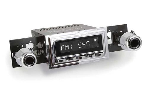 1969-73 RetroSound Laguna Series Radio - Chrome Face/Chrome Buttons/Black Bezel/Black Dot Knobs