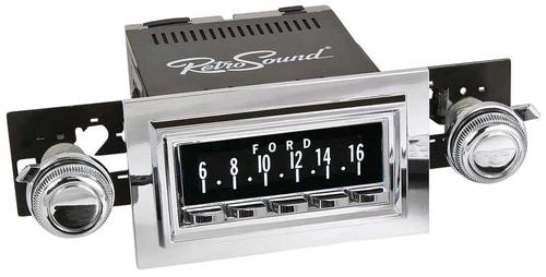 1974-86 RetroSound Long Beach Series Radio - Chrome Face/Chrome Buttons/Chrome Bezel/Chrome Knobs