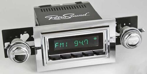 1974-86 RetroSound Long Beach Series Radio - Chrome Face/Black Buttons/Chrome Bezel/Chrome Knobs