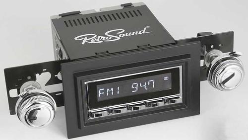 1974-86 RetroSound Long Beach Series Radio - Chrome Face/Chrome Buttons/Black Bezel/Chrome Knobs
