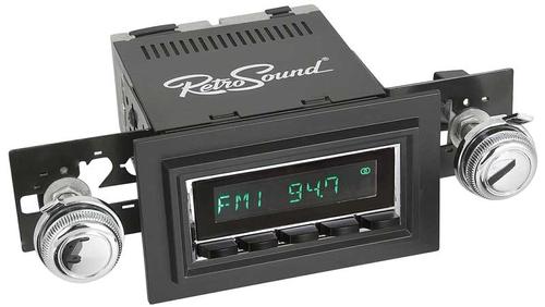 1974-86 RetroSound Long Beach Series Radio - Chrome Face/Black Buttons/Black Bezel/Chrome Knobs
