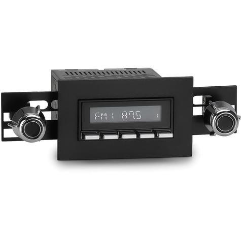 1974-86 RetroSound Laguna Series Radio - Black Face/Chrome Buttons/Black Bezel/Chrome w/ Black Dot Knobs