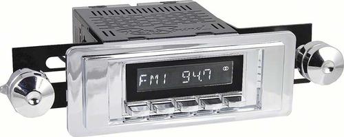 1955-56 Chevy Fullsize Long Beach Radio w/SiriusXM - Chrome Radio, Buttons, Bezel & Knobs