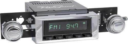 1965-66 Full Size Chevrolet Long Beach Radio w/SiriusXM - Black Radio/Buttons w/Chrome Bezel & Knobs
