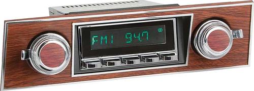 1967 Firebird Long Beach Radio - Chrome Radio, Buttons & Knobs w/Horiz Walnut Grain Face Plate