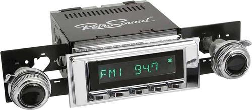1969 Camaro Long Beach Radio w/SiriusXM - Chrome Radio, Buttons & Bezel & Chrome Knobs w/Black Dot