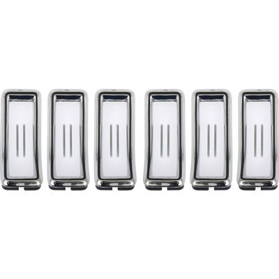 1968 Mustang; Tail Light Bezel Set; with Gaskets & Hardware; Die-Cast Chrome; 6 Bezel Set