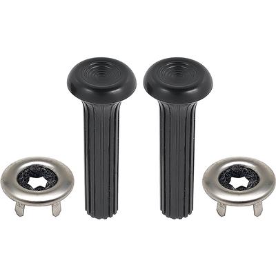 1968-70 GM; Door Lock Knob and Ferrule Kit; Plastic Knobs; Ribbed Design; Black