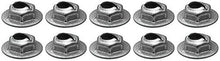 Thread Cutting Pal Nut, 1/4" Stud Size, Hex Washer Head, Zinc Plated, 10 Piece Set