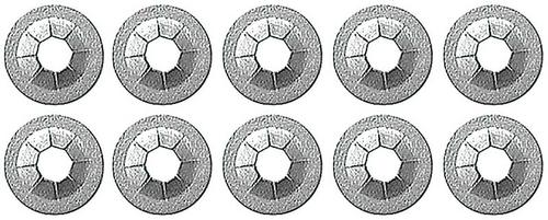 Round Push On Flat Nut, Fits 1/8" Stud Size, Zinc Plated, 10 Piece Set