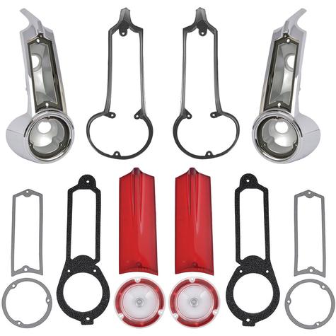 1964-65 Barracuda/1965 Valiant; Tail Lamp Housing, Lens, & Gasket Kit; 14 pieces