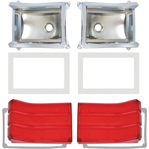 1966 Belvedere Tail Lamp Housing, Lens, & Gasket Kit w/o Chrome Trim