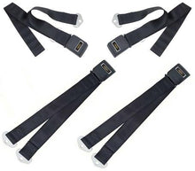 1964-66 Nova, 1966 Impala, Caprice, Chevelle, Standard Front & Rear Seat Belt Set; Gold Decals; Black; 4 Piece Set