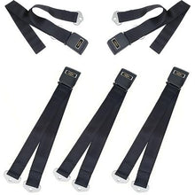 1964-66 Nova, 1966 Impala Chevelle; Standard Seat Belt Set; Front & Rear; Gold Decals; Black; 5 Piece Set