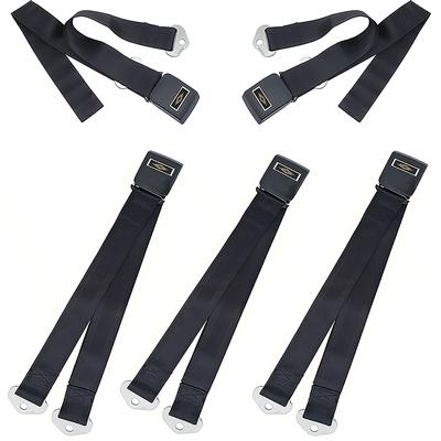 1964-66 Nova, 1966 Impala Chevelle; Standard Seat Belt Set; Front & Rear; Gold Decals; Black; 5 Piece Set