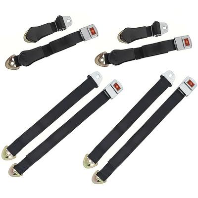 1965-66 Impala, Caprice Nova, Chevelle; Deluxe Seat Belt Set; Gold Starburst; Black; 4-Piece Set