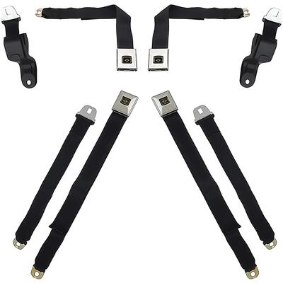 1967 Camaro/Firebird; Retractable Seat Belt Set; Deluxe Interior; Gold Starburst Button; Black Belts; 4-Piece Set