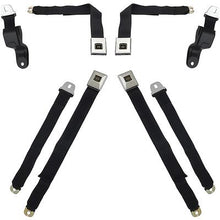 1967 Camaro/Firebird; Retractable Seat Belt Set; Deluxe Interior; Gold Starburst Button; Black Belts; 4-Piece Set