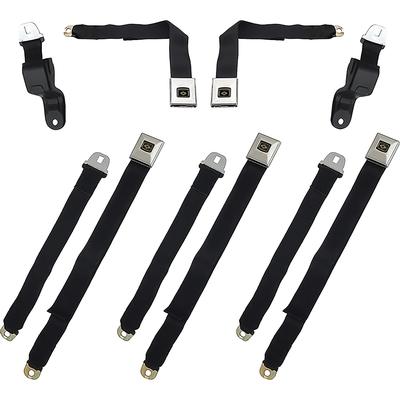 1967 Camaro/Firebird; Retractable Seat Belt Set; Deluxe Interior; Gold Starburst Button; Black Belts; 5-Piece Set