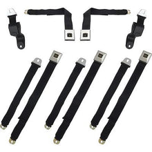 1967 Camaro/Firebird; Retractable Seat Belt Set; Deluxe Interior; Gold Starburst Button; Black Belts; 5-Piece Set
